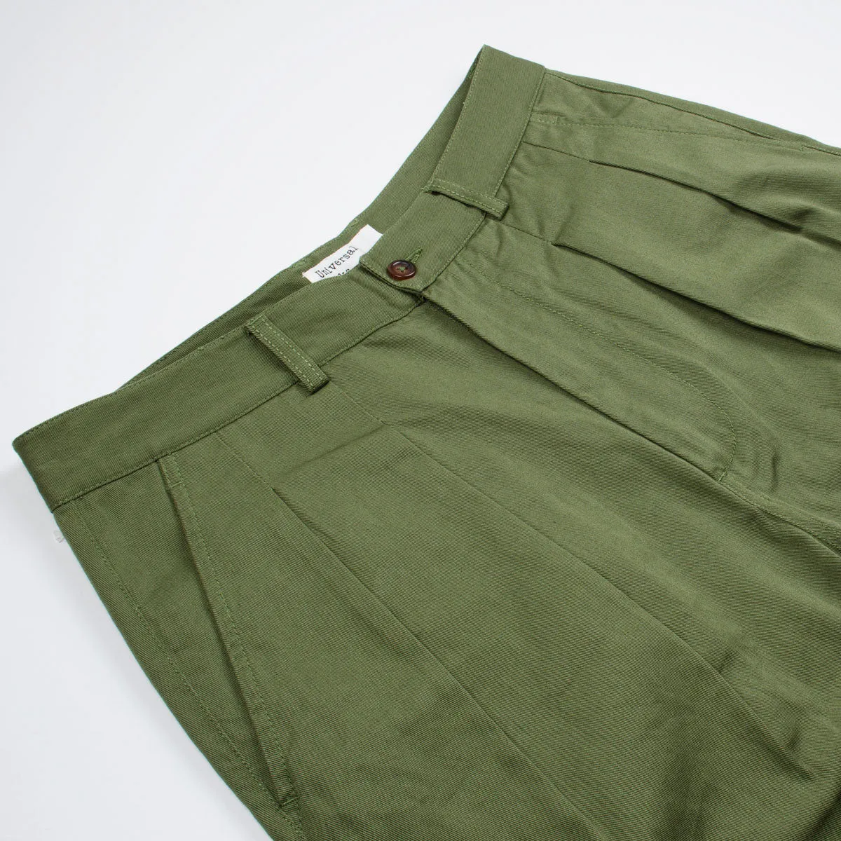 Universal Works - Double Pleat Pant Twill - Light Olive