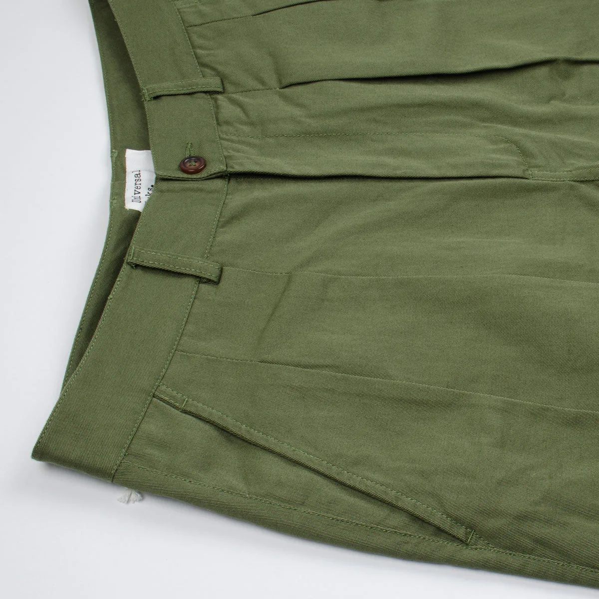 Universal Works - Double Pleat Pant Twill - Light Olive