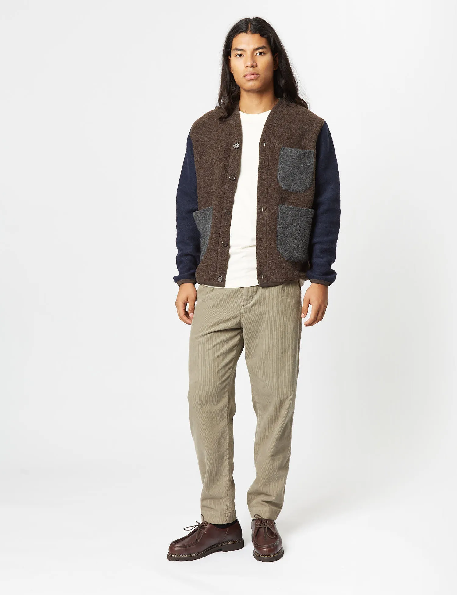 Universal Works Mixed Cardigan - Brown