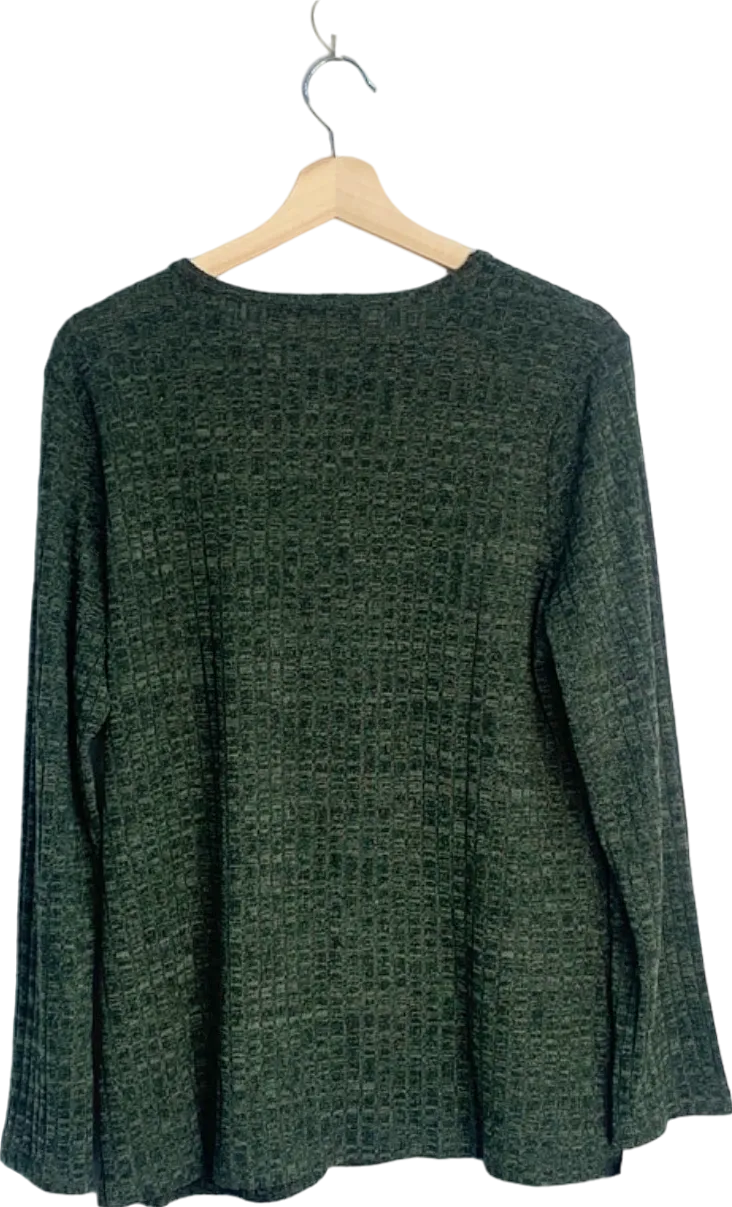 V By Very Green Button Detail Knitted Jumper UK 18