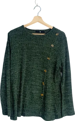 V By Very Green Button Detail Knitted Jumper UK 18