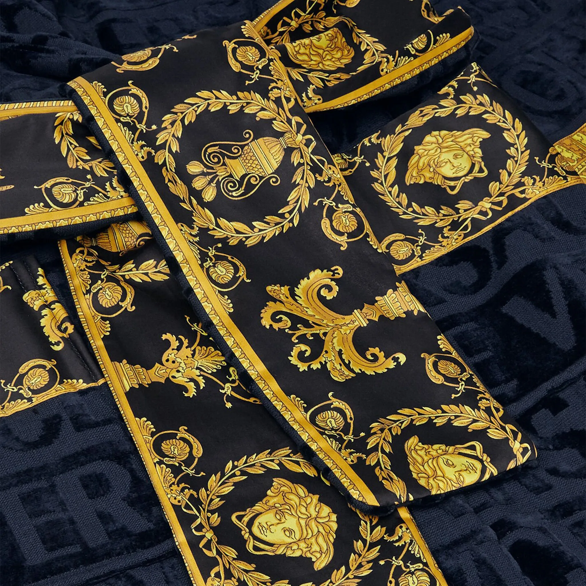 Versace Baroque Navy Bathrobe