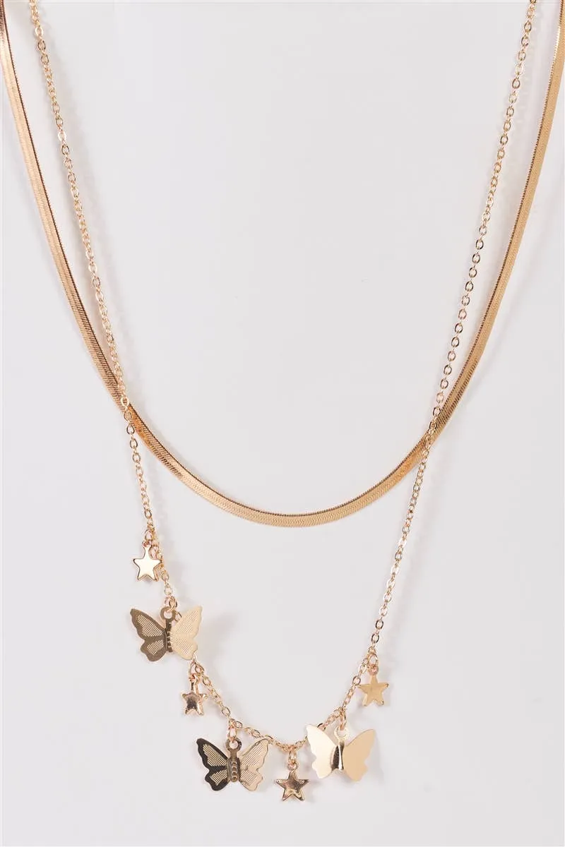 Wholesale Butterflies & Stars Necklace - Gold