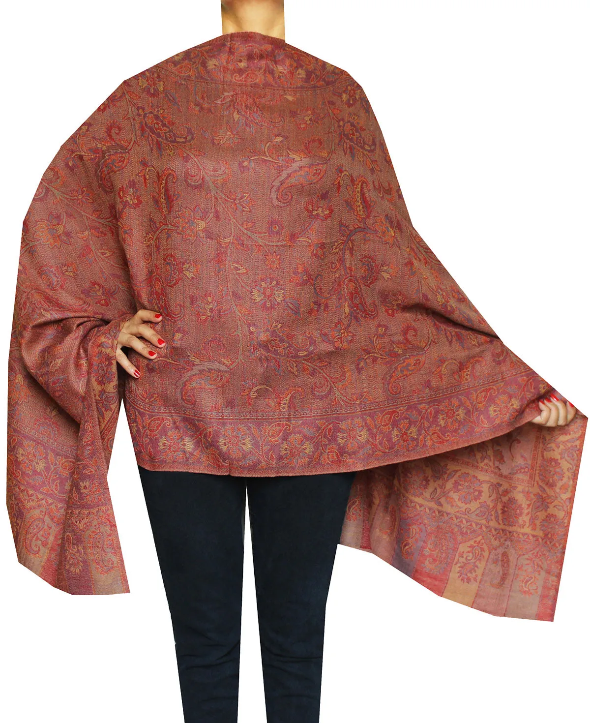 Womens Scarf Shawl Paisley Wool Indian Clothing (80 x 28 inches)